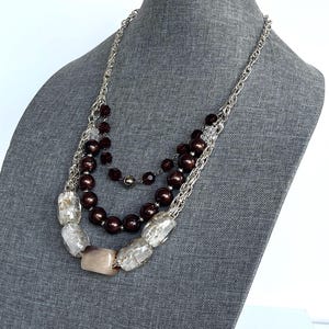 Multi-strand silver chain necklace, Large silver necklace, Silver chain necklace, Chunky necklace, Unisex necklace, Long acrylic necklace