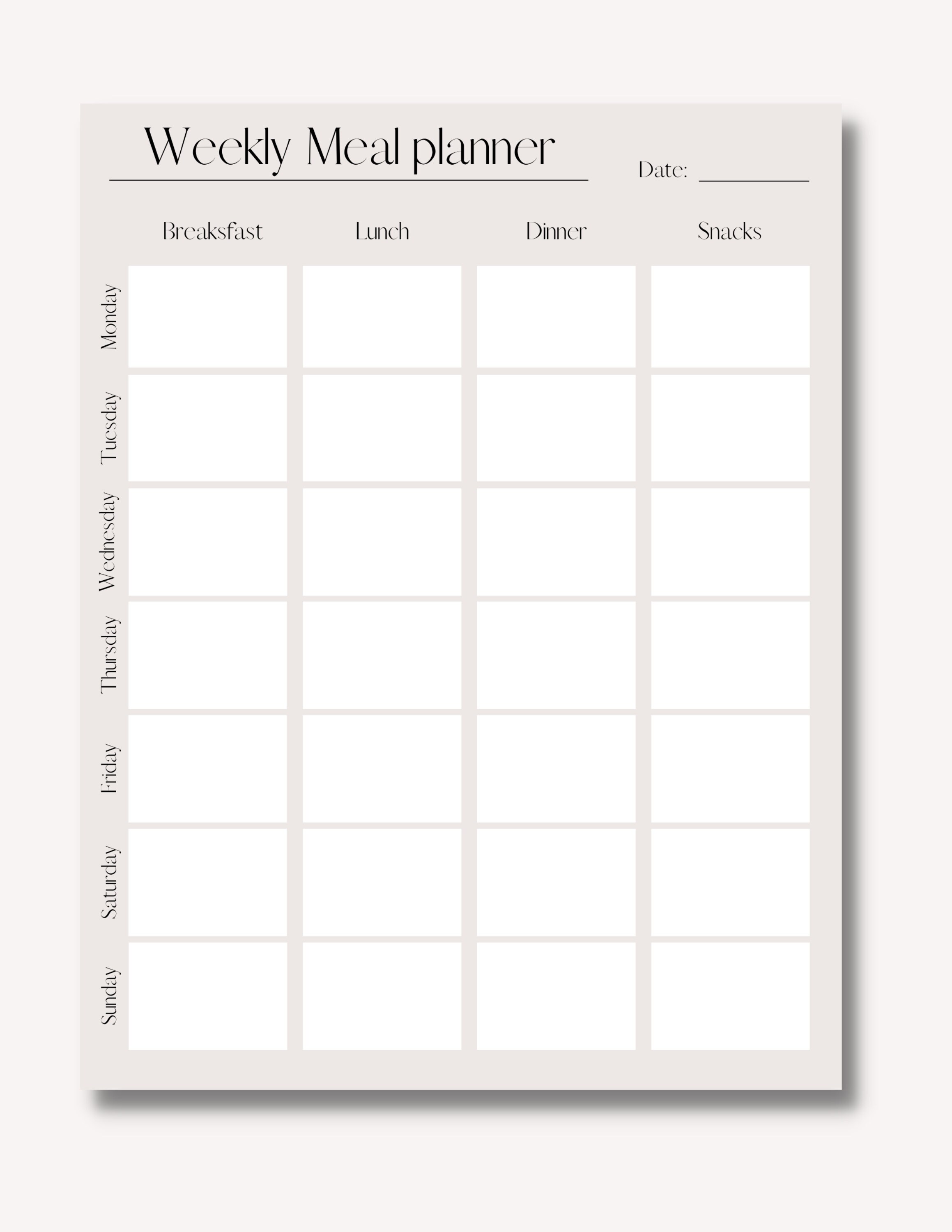 Printable Instant Download Weekly Meal PLANNER Grocery - Etsy