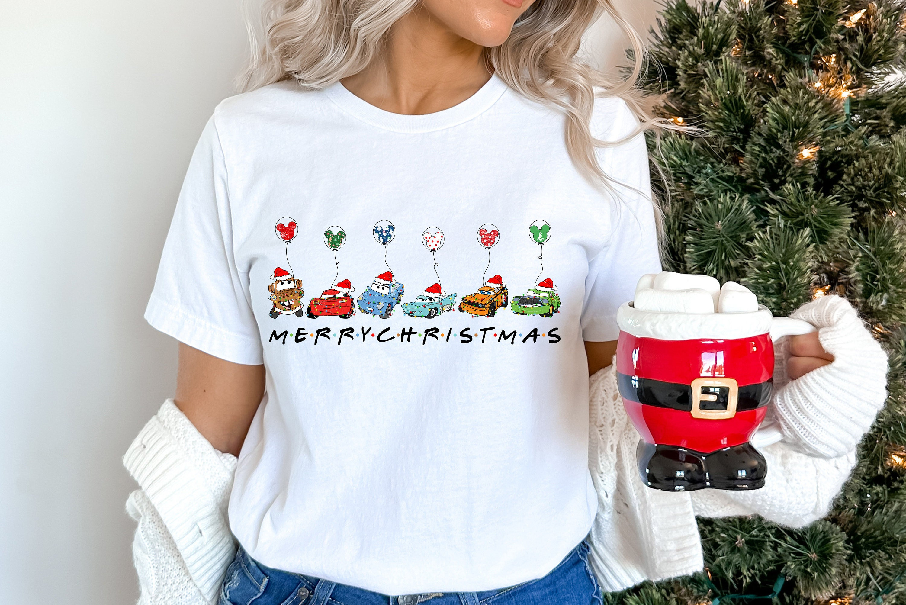 Discover Merry Christmas Cars  Shirt, Disney Cars Characters Christmas Shirt