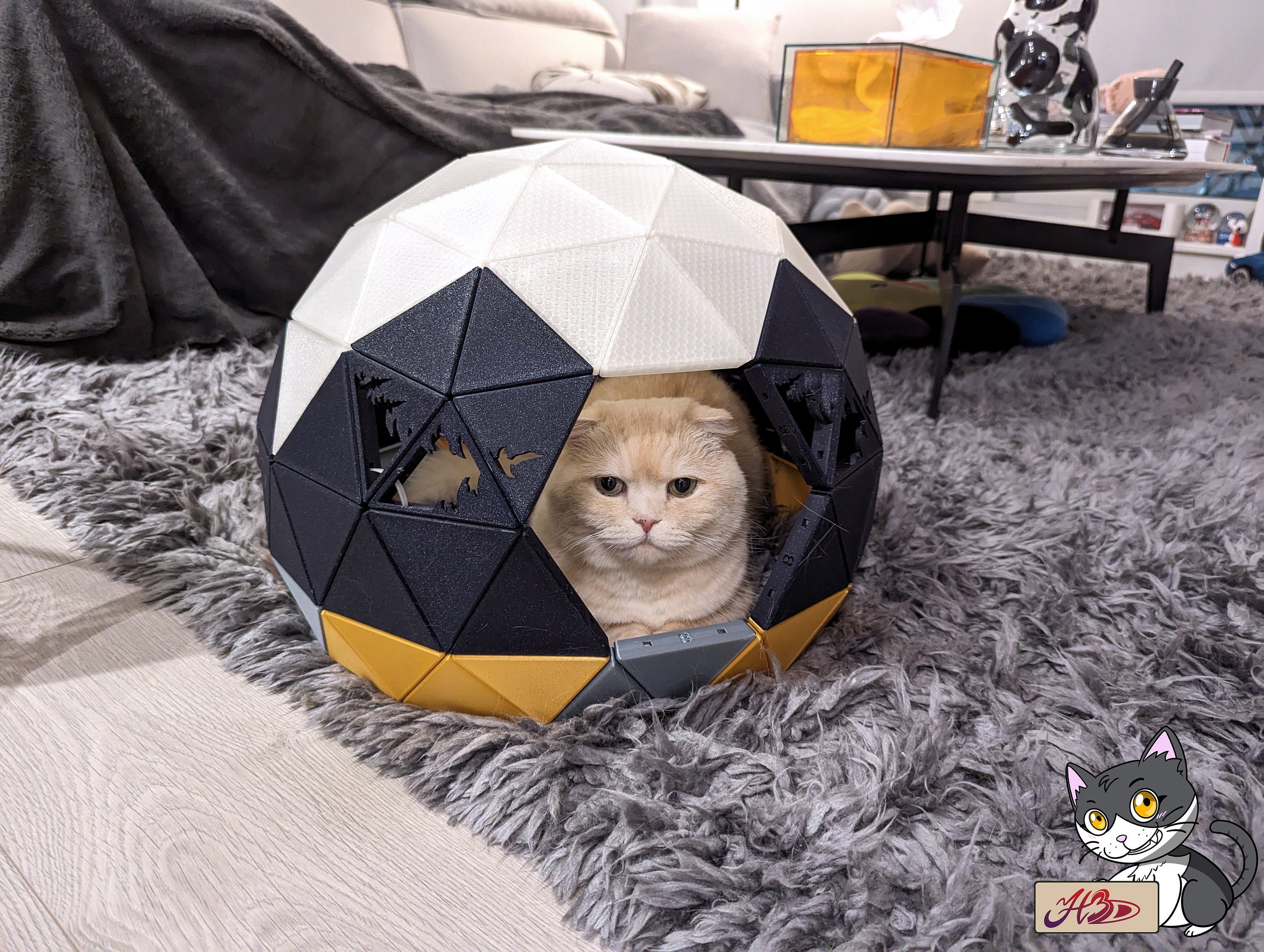 キャットドーム Ultimate 3D Printed Geodesic Cat Dome, Cozy & Stylish Feline