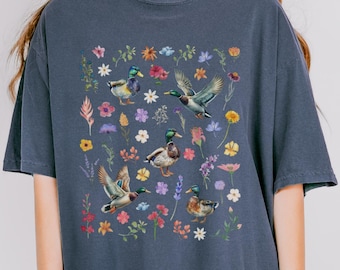 Mallard duck shirt Comfort Colors tee for duck lovers, nature enthusiast tshirt with mallard print, birdwatcher gift idea, duck lover tee