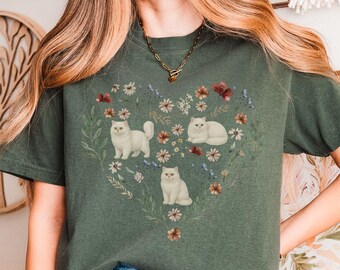 Persian Cat Mom Comfort Colors shirt, Cute Floral Persian cat owner gift, Cat mama shirt, cat lover tee, Pet parent gift, Cat gift
