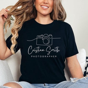 Custom photographer shirt personalized gift for photography lover, Photographer tshirt with camera logo, Photography graphic tee