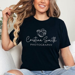 Custom photographer shirt personalized gift for photography lover, Photographer tshirt with camera logo, Photography graphic tee