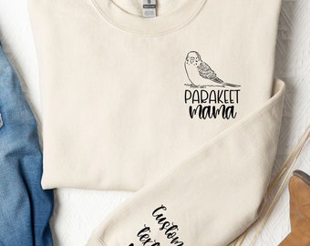 Custom Parakeet sweatshirt gift for Bird lover sweater, Budgie mom sweatshirt, Personalized Parakeet budgie crewneck, Gift for budgie owner