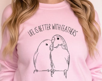 Budgie sweatshirt minimalist gift for bird owner, Cute parakeet sweater for budgie lover, Budgie mom crewneck Christmas present for woman