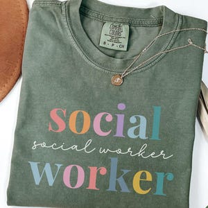 Social worker shirt, Comfort Colors tee, multicolor MSW grad gift, social work student shirt, LCSW LMSW graphic tee
