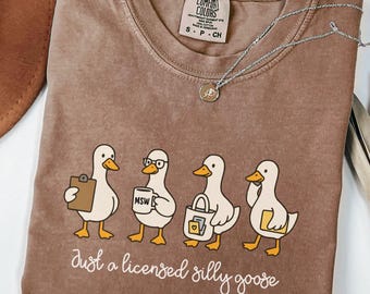 Silly goose Social Worker shirt Comfort Colors  gift for School Counselor, MSW Graduation Gift, Social Work tshirt, Therapist gift