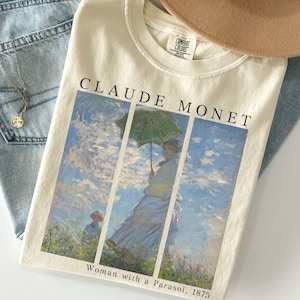 Claude Monet Shirt Vintage Aesthetic Comfort colors for art lover, Gift for art teacher Monet  tshirt, Famous painting grid tee