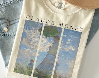 Claude Monet Shirt Vintage Aesthetic Comfort colors for art lover, Gift for art teacher Monet  tshirt, Famous painting grid tee