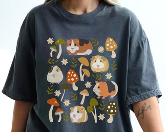 Guinea pig shirt Comfort colors gift for animal lover tshirt, Guinea pig mom shirt owner cute mushroom guinea pig mama gift graphic tee