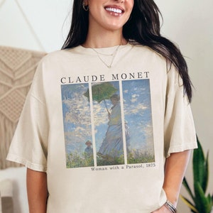 Claude Monet Shirt Vintage Aesthetic Comfort colors for art lover, Gift for art teacher Monet  tshirt, Famous painting grid tee