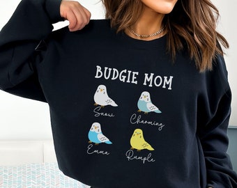 Custom Parakeet sweatshirt gift for Bird lover sweater, Budgie mom sweatshirt, Personalized Parakeet budgie crewneck, Gift for budgie owner