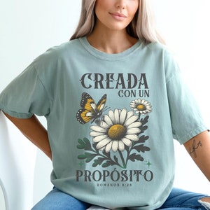 Camisa Cristiana para hispanos, Camisa cristiana en español Creada Con Un Propósito, Versículo de la Biblia en Español, Regalo creyente