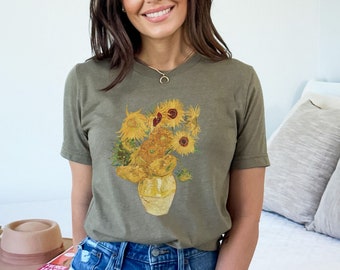 Van Gogh Shirt Vintage Aesthetic for art lover, Gift for art teacher Vincent Van Gogh tshirt, Sunflowers painting graphic tee