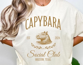 Capybara Social Club shirt Comfort colors gift for capybara lover, Capybara funny meme t-shirt for girl, Rodent capybara t shirt graphic tee