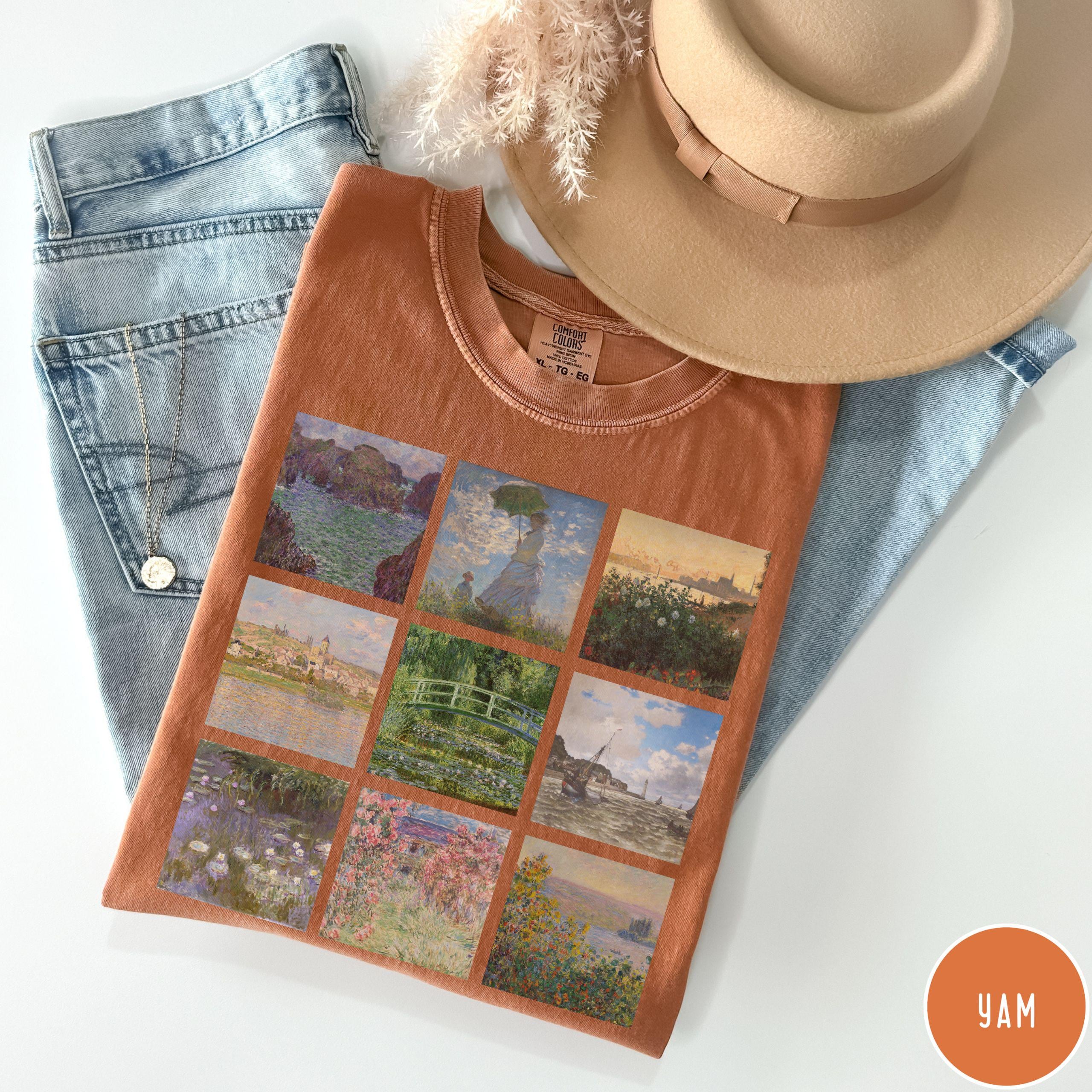 Claude Monet Shirt Vintage Aesthetic Comfort colors for art lover, Gift for art teacher Monet  tshirt, Famous painting grid tee