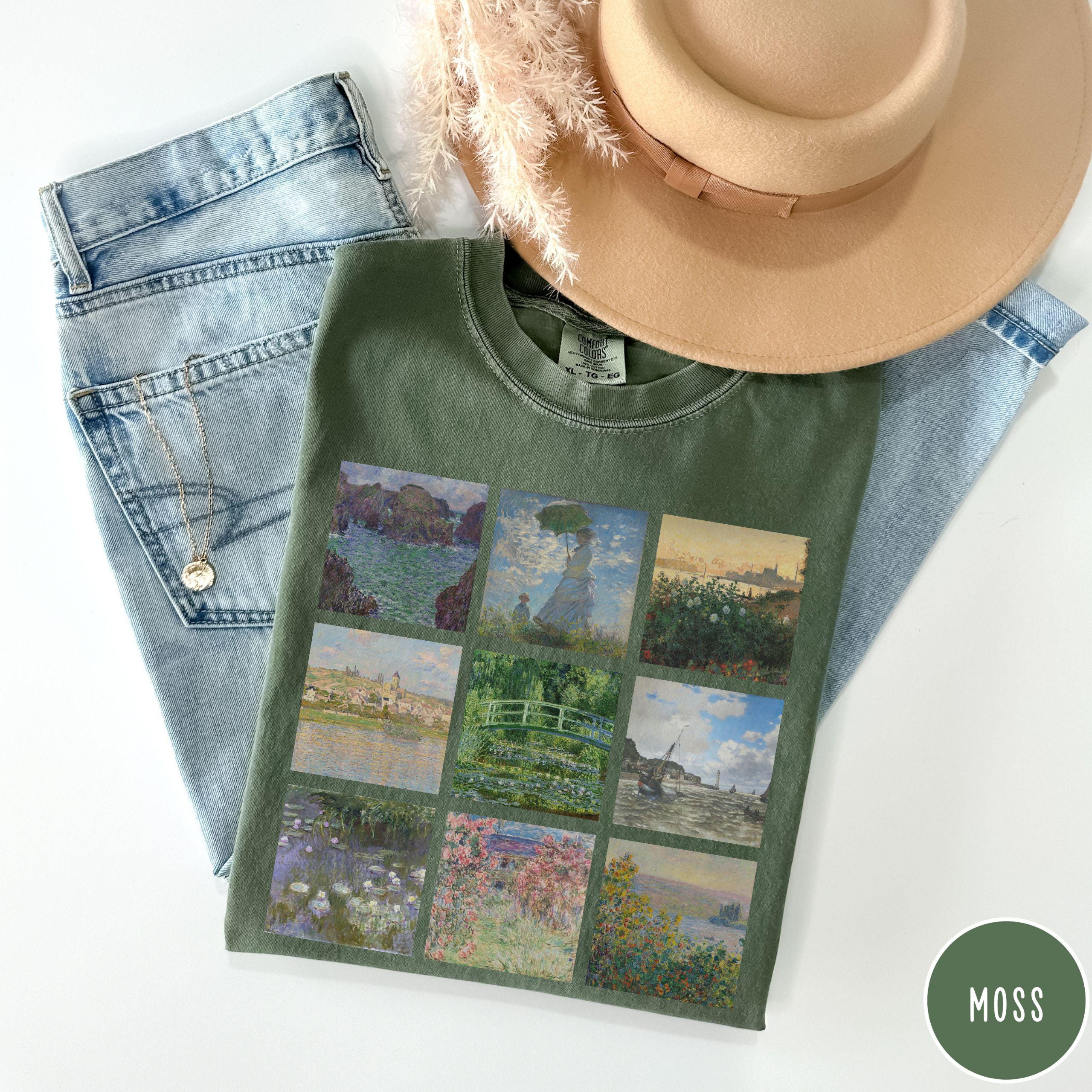 Claude Monet Shirt Vintage Aesthetic Comfort colors for art lover, Gift for art teacher Monet  tshirt, Famous painting grid tee