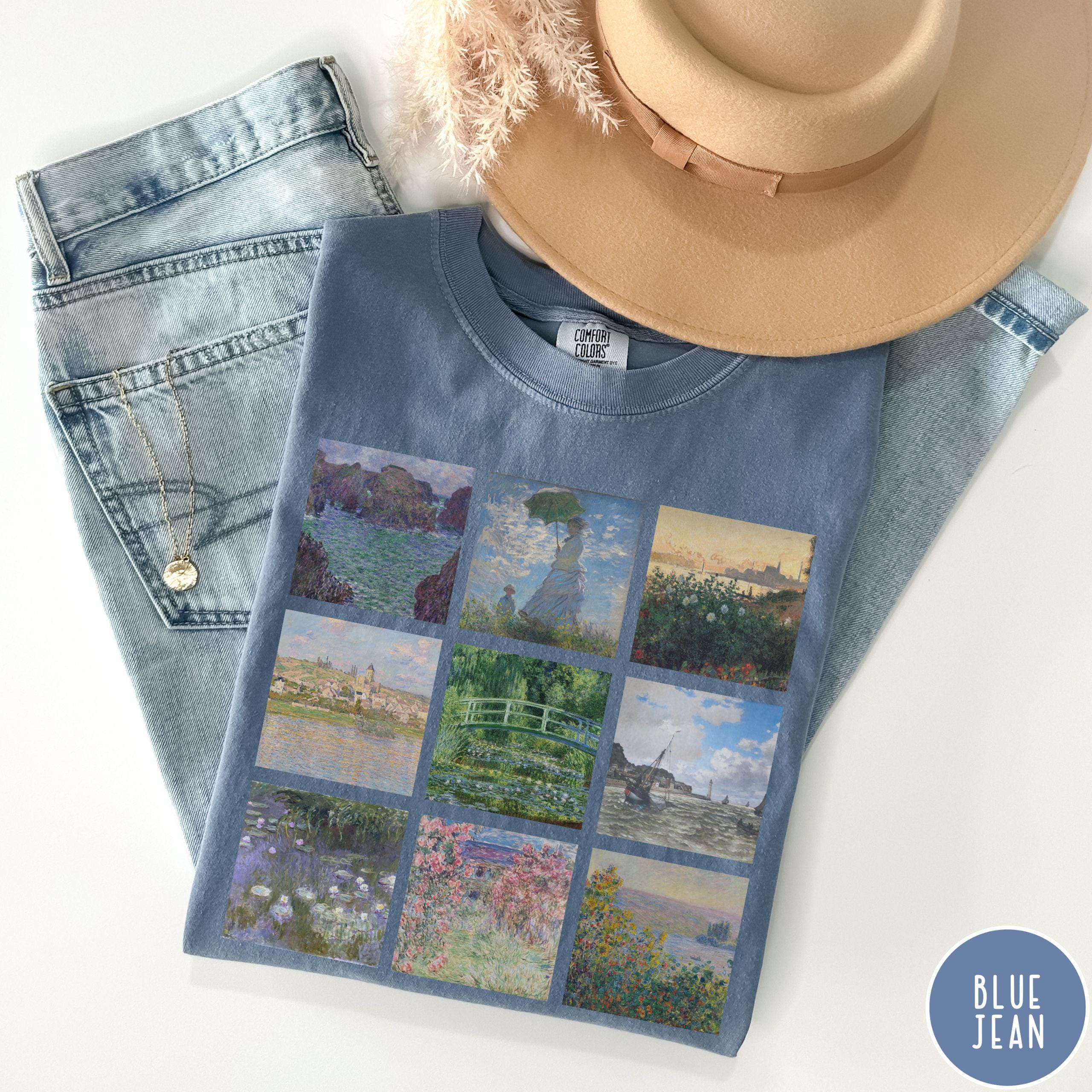 Claude Monet Shirt Vintage Aesthetic Comfort colors for art lover, Gift for art teacher Monet  tshirt, Famous painting grid tee