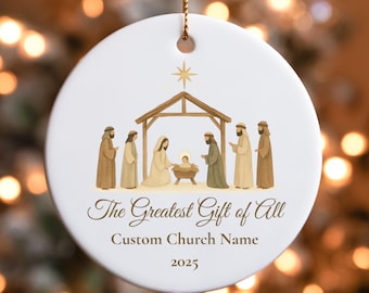 Custom church name ceramic ornament, personalized ministry group keepsake, Christian ornament for church members, custom religious gift