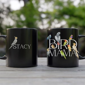 Custom bird mama mug gift for mom, Bird lover Coffee mug Mother&#39;s Day gift for grandma, Personalized coffee cup for parrott owner