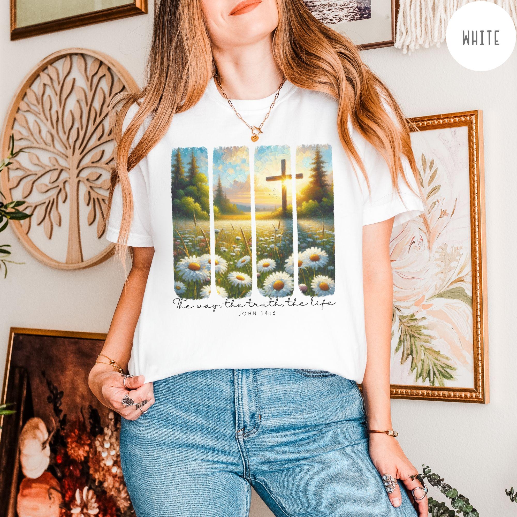 The way the truth the life hirt Comfort Colors gift for mom, Christian shirt for woman, Faith based tshirt, Bible verse gift