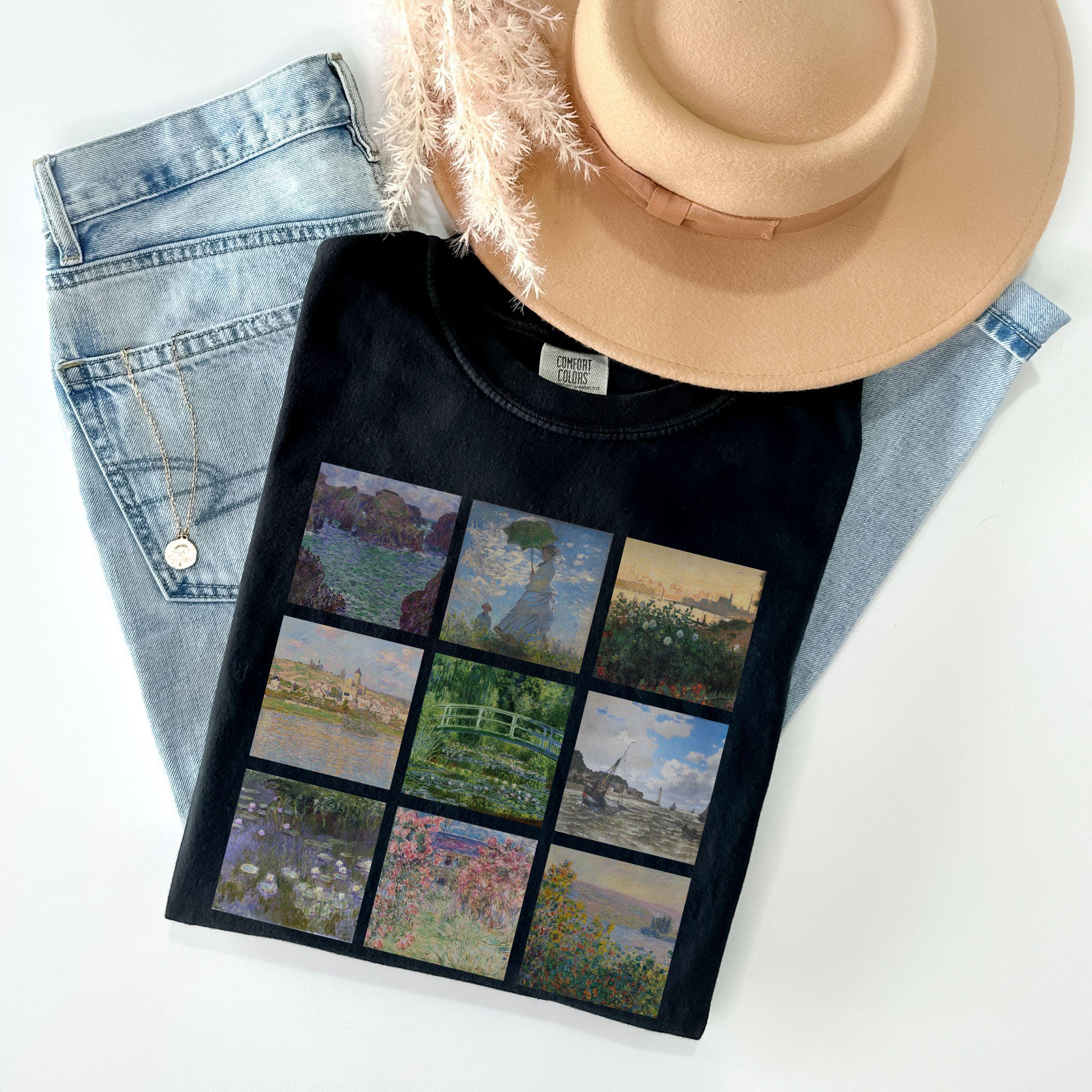 Claude Monet Shirt Vintage Aesthetic Comfort colors for art lover, Gift for art teacher Monet  tshirt, Famous painting grid tee