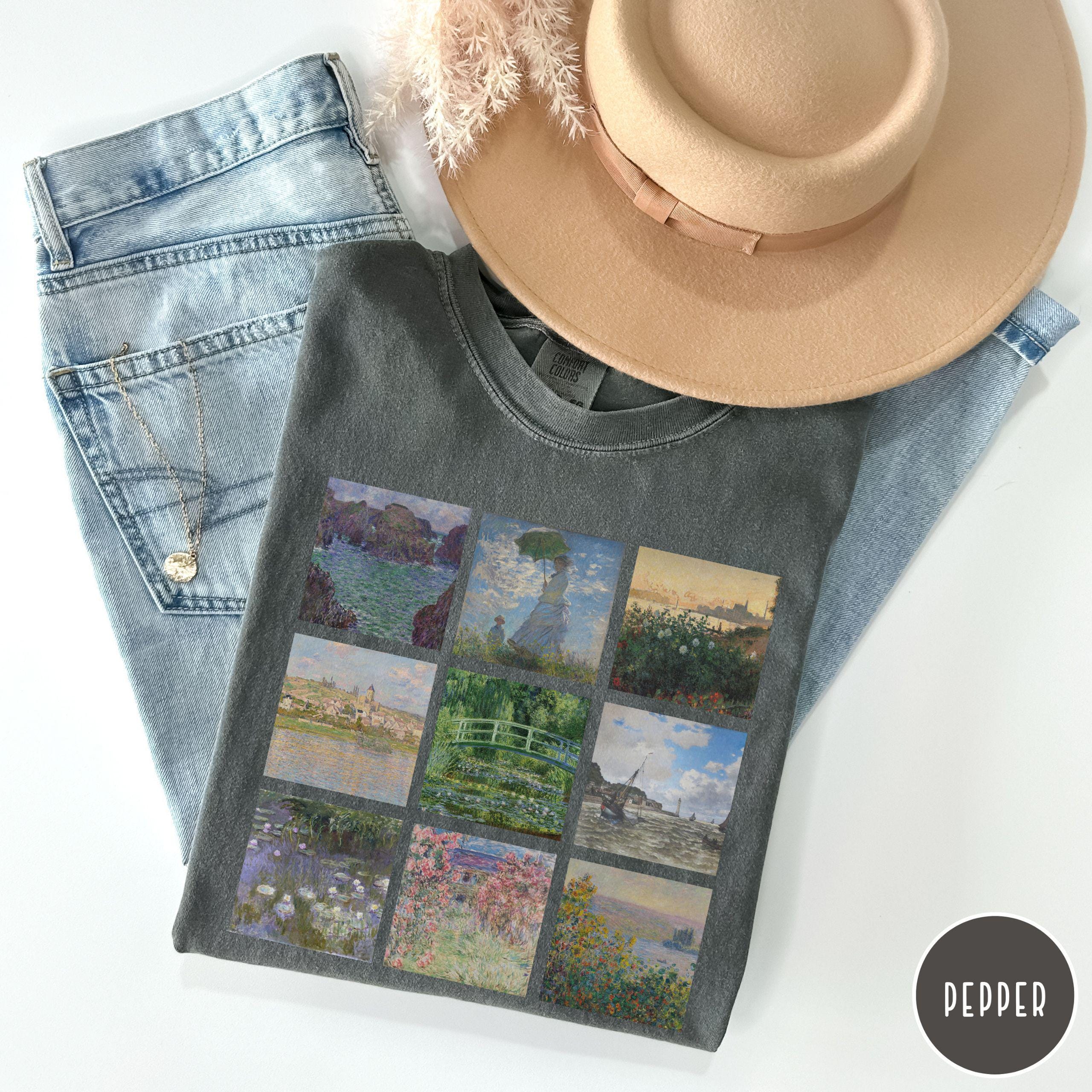 Claude Monet Shirt Vintage Aesthetic Comfort colors for art lover, Gift for art teacher Monet  tshirt, Famous painting grid tee