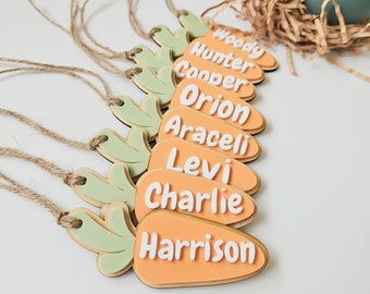 Acrylic carrot tag personalised | Easter basket tag orange carrot | Acrylic wood name tag Easter 2024 | Laser cut | First Easter gift idea
