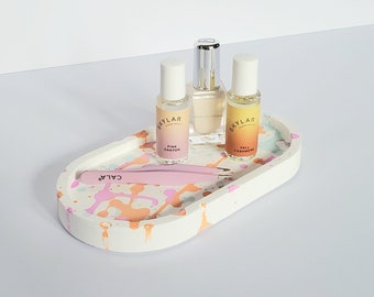 Paint Splatter Eco Resin Vanity Tray, Modern Memphis Style
