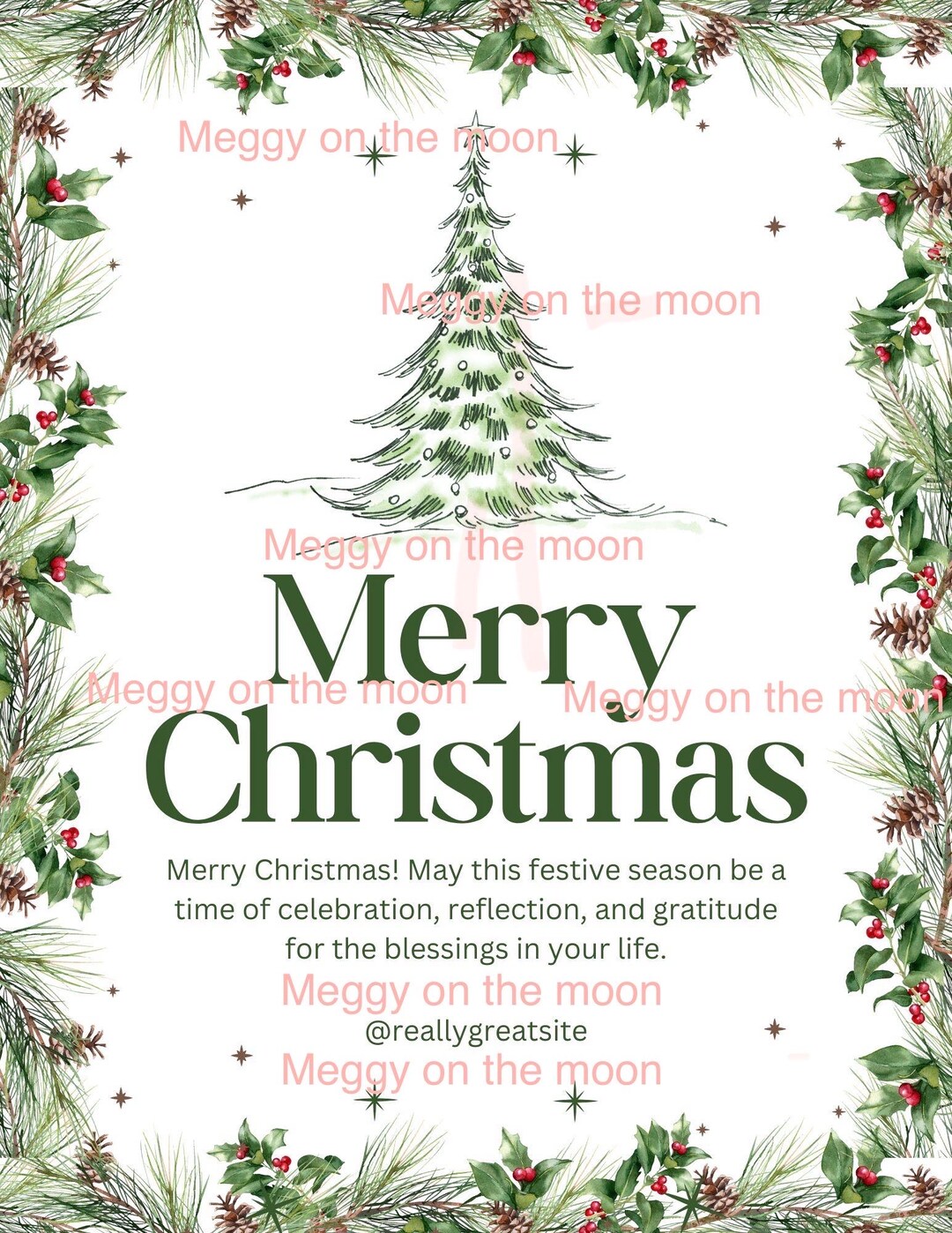 Holiday Greeting Card Template Etsy