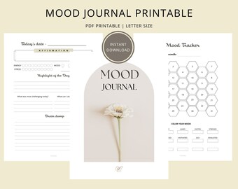 Mood Journal Printable | Digital Printable Mood Tracker | PDF Printable