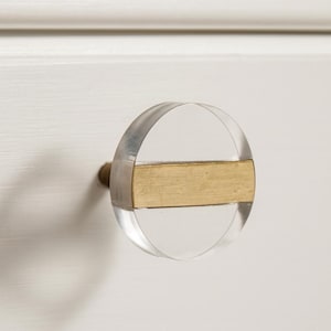 Transparent & Brass Round Knob Home Decor
