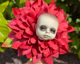 Gothic Hair Flower (red) with Baby Head