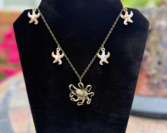 Octopus Pendant/Necklace with Starfish