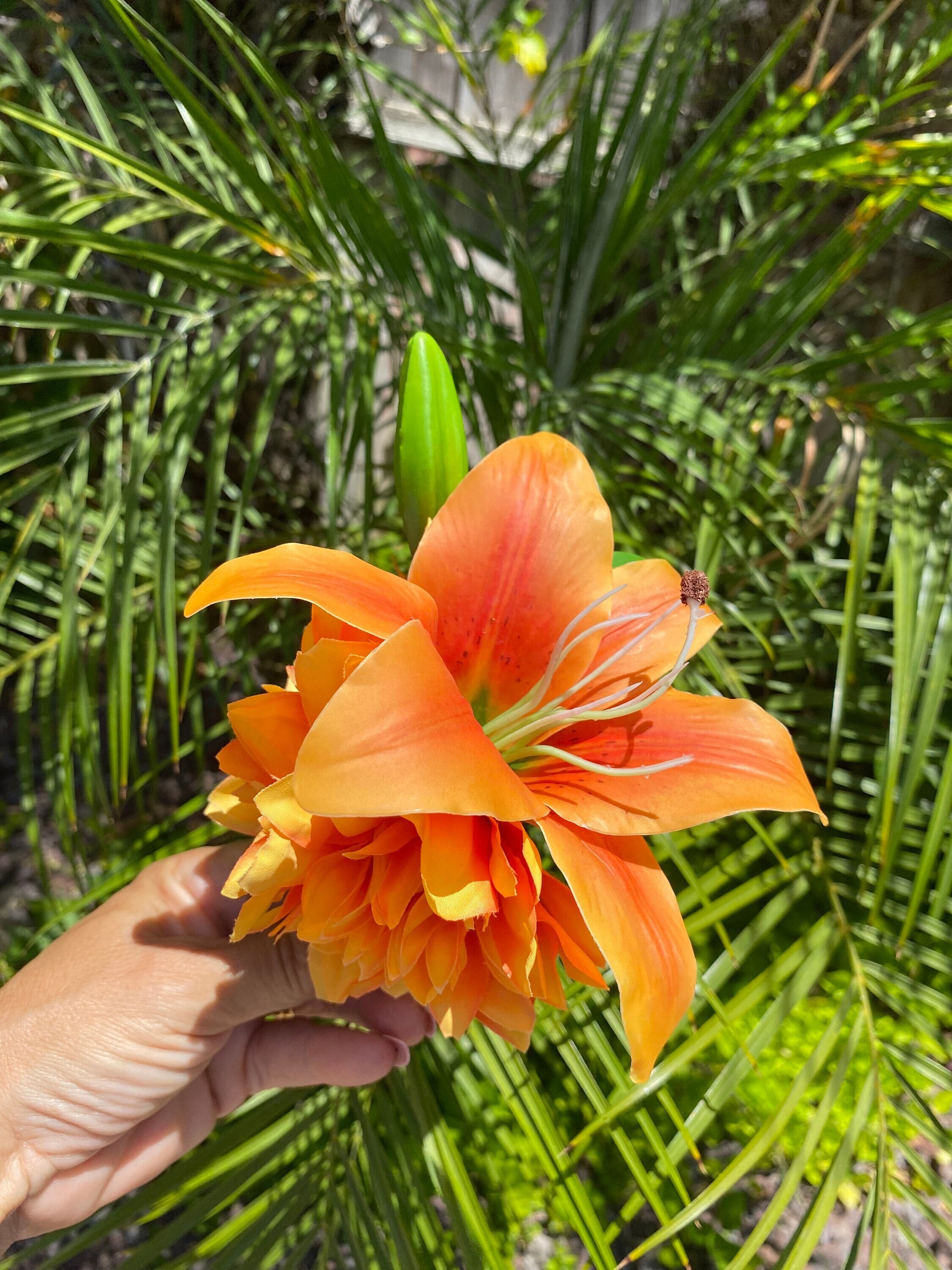 Orange Lily Tiki Pinup Hair Flower Clip - Etsy display picture 1
