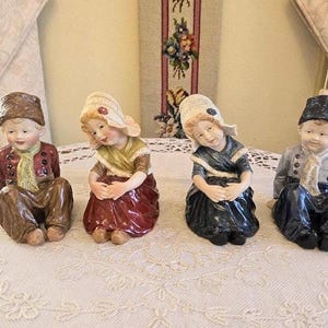 Antique Gebruder Heubach Dutch Couple Figurines: Bisque Porcelain, 1882