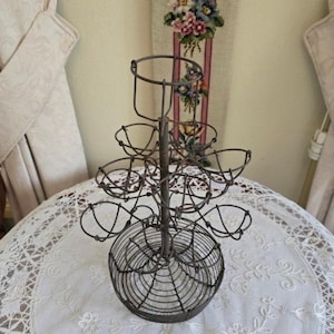 Vintage Wire Egg Holder Tower: Farmhouse Easter Decoration