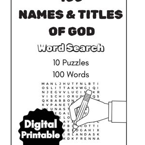 Names of God Word Search Puzzles  (Digital Download) For kids, adults, seniors, or teens: Christian activities
