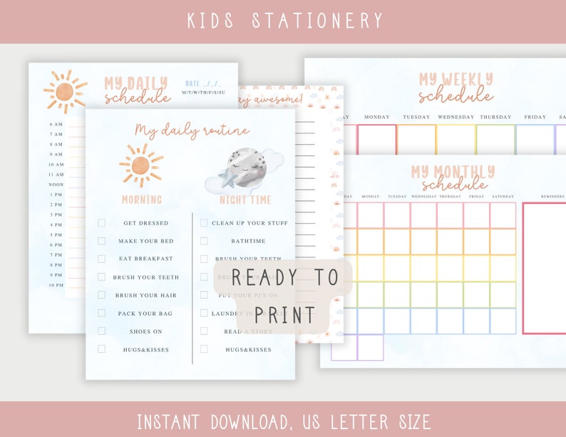 Kids Printable Stationery, Morning Routine Checklist, Printable ...