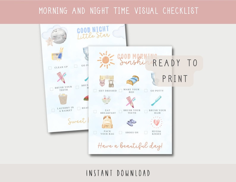 Morning Routine Chart Printable, Printable Routine Checklist, Visual ...