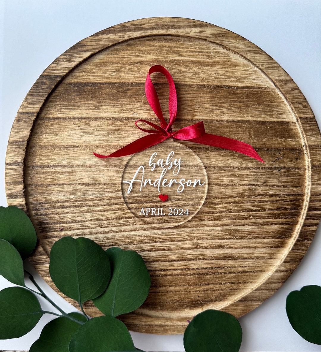 Clear Acrylic Christmas Pregnancy Announcement Personalized Acrylic