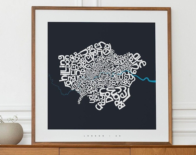 Colourful London Borough Map, Word Art, City Neighbourhood Print, British Suburbs, England Poster, Vibrant Housewarming & Moving Gift UK