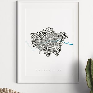 London Borough Typography Map, City Districts & Neighborhood Print, Word Wall Art, England Poster, Typo Decor, Moving Gift UK, Housewarming