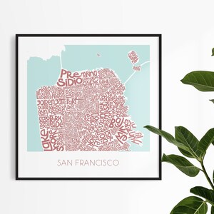 サンフランシスコ市地図、カリフォルニア プリント、メトロポリス タイポグラフィ ウォール アート デコレーション、サンフランシスコ ネイバーフッド ポスター、米国、新築祝いのギフト