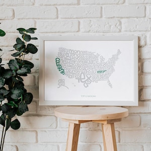 Anpassbare US Fernbeziehung Freundschaft Druck Personalisierte Umzug Geschenk Typografie Karte Vereinigte Staaten Poster Kunst Hochzeit