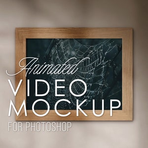 Video Mockup Template, Photoshop Animation for 4x3 & 3x2 Prints and Art, PSD mp4, Animated Camera Movement, Looping, Landscape Wooden Frame