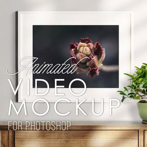 Video Mockup Template, Photoshop Animation for 5x4 and 3x4 Prints, PSD mp4, Animated Light, Camera Movement, Seamless Loop, Horizontal Frame