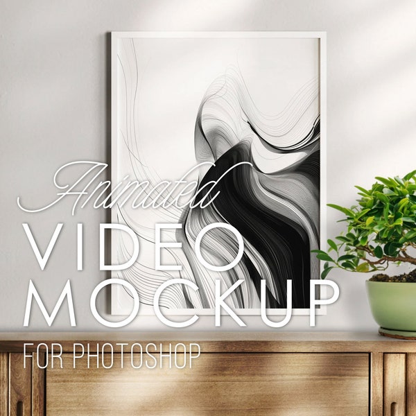Video Mockup Template, Photoshop Animation for 3x4 and 2x3 Prints, PSD mp4, Animated Light & Camera Movement, Seamless Loop, Vertical Frame