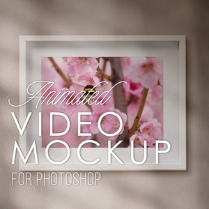 Mockup Template Photoshop Video, Listing Animation for 5x4, 4x3 & 3x2 Art, Etsy Shop, Social Media, Looping PSD mp4, Landscape, White Frame